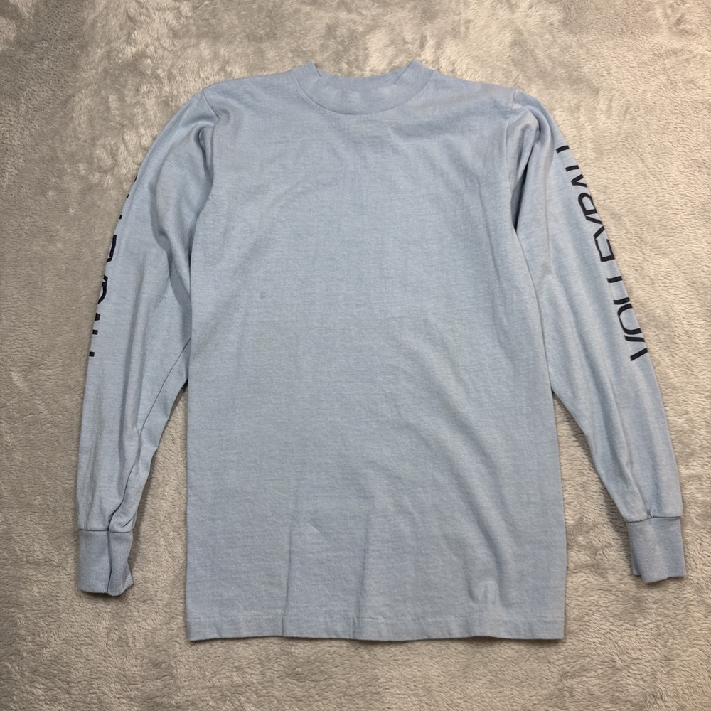 Vintage‎ Medallion Volleyball Shirt Adult Small Blue Long Sleeve USA 70s 80s